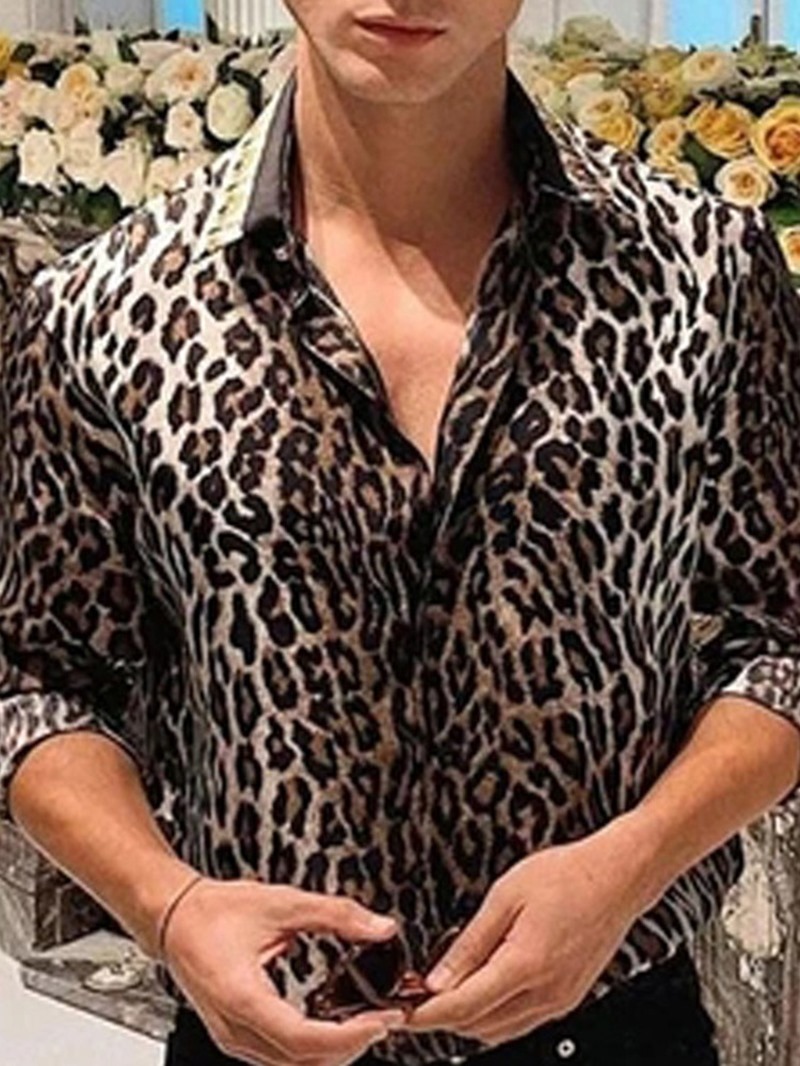 Ericdress European Print Leopard Single-Breasted Men's Shirt