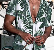 Ericdress European Print Plant Loose Single-Breasted Men’s Shirt