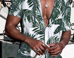 Ericdress European Print Plant Loose Single-Breasted Men’s Shirt