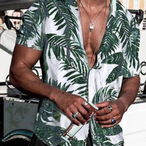 Ericdress European Print Plant Loose Single-Breasted Men's Shirt