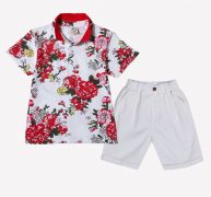 Ericdress Fashionable Print Shirt Knee Length Pants 2-Pcs Boys Suit