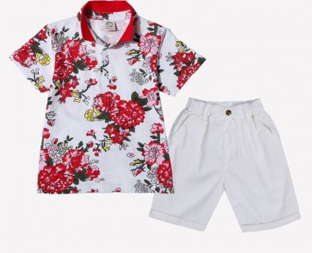 Ericdress Fashionable Print Shirt Knee Length Pants 2-Pcs Boys Suit