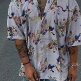 Ericdress Floral Casual Print Single-Breasted Men’s Shirt