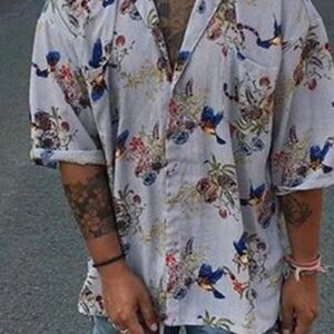 Ericdress Floral Casual Print Single-Breasted Men's Shirt