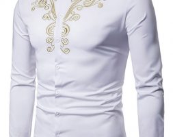 Ericdress Floral Embroidery Casual Single-Breasted Men’s Shirt