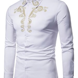 Ericdress Floral Embroidery Casual Single-Breasted Men's Shirt