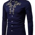 Ericdress Floral Embroidery Casual Single-Breasted Men’s Shirt