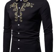 Ericdress Floral Embroidery Casual Single-Breasted Men’s Shirt
