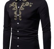 Ericdress Floral Embroidery Casual Single-Breasted Men’s Shirt