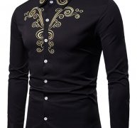 Ericdress Floral Embroidery Casual Single-Breasted Men’s Shirt