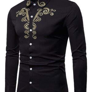 Ericdress Floral Embroidery Casual Single-Breasted Men's Shirt