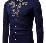 Ericdress Floral Embroidery Casual Single-Breasted Men’s Shirt