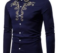 Ericdress Floral Embroidery Casual Single-Breasted Men’s Shirt