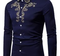 Ericdress Floral Embroidery Casual Single-Breasted Men’s Shirt