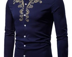 Ericdress Floral Embroidery Casual Single-Breasted Men’s Shirt