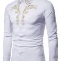 Ericdress Floral Embroidery Casual Single-Breasted Men’s Shirt