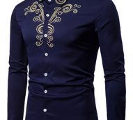 Ericdress Floral Embroidery Casual Single-Breasted Men’s Shirt