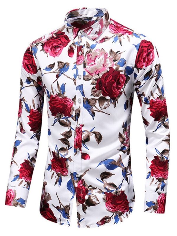 Ericdress Floral Lapel Print Fall Single-Breasted Men's Shirt
