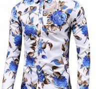 Ericdress Floral Lapel Print Fall Single-Breasted Men’s Shirt