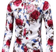 Ericdress Floral Lapel Print Fall Single-Breasted Men’s Shirt