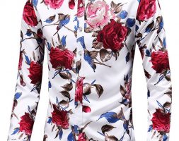 Ericdress Floral Lapel Print Fall Single-Breasted Men’s Shirt