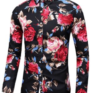 Ericdress Floral Lapel Print Fall Single-Breasted Men's Shirt