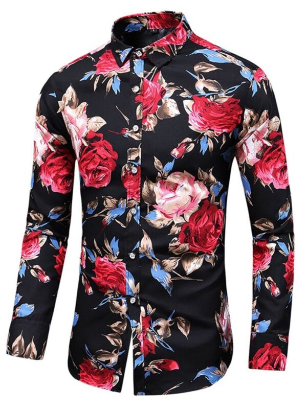 Ericdress Floral Lapel Print Fall Single-Breasted Men's Shirt