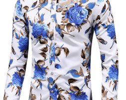 Ericdress Floral Lapel Print Fall Single-Breasted Men’s Shirt