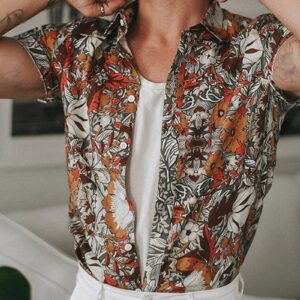 Ericdress Floral Lapel Single-Breasted Men's Shirt