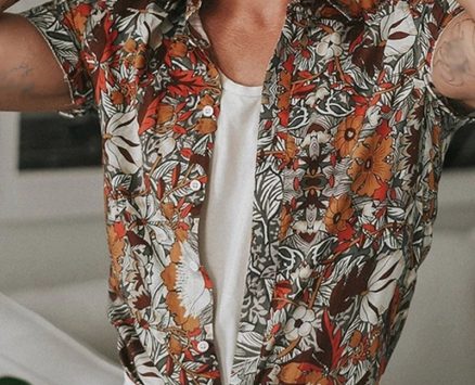 Ericdress Floral Lapel Single-Breasted Men’s Shirt