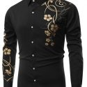 Ericdress Floral Print Casual Slim Single-Breasted Men’s Shirt