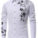 Ericdress Floral Print Casual Slim Single-Breasted Men’s Shirt