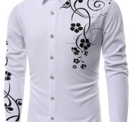 Ericdress Floral Print Casual Slim Single-Breasted Men’s Shirt