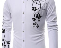 Ericdress Floral Print Casual Slim Single-Breasted Men’s Shirt