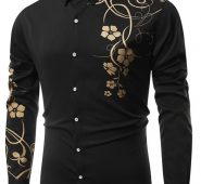 Ericdress Floral Print Casual Slim Single-Breasted Men’s Shirt