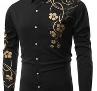 Ericdress Floral Print Casual Slim Single-Breasted Men’s Shirt