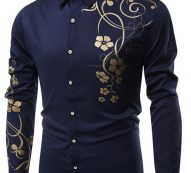 Ericdress Floral Print Casual Slim Single-Breasted Men’s Shirt