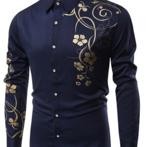 Ericdress Floral Print Casual Slim Single-Breasted Men's Shirt