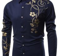Ericdress Floral Print Casual Slim Single-Breasted Men’s Shirt