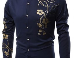 Ericdress Floral Print Casual Slim Single-Breasted Men’s Shirt