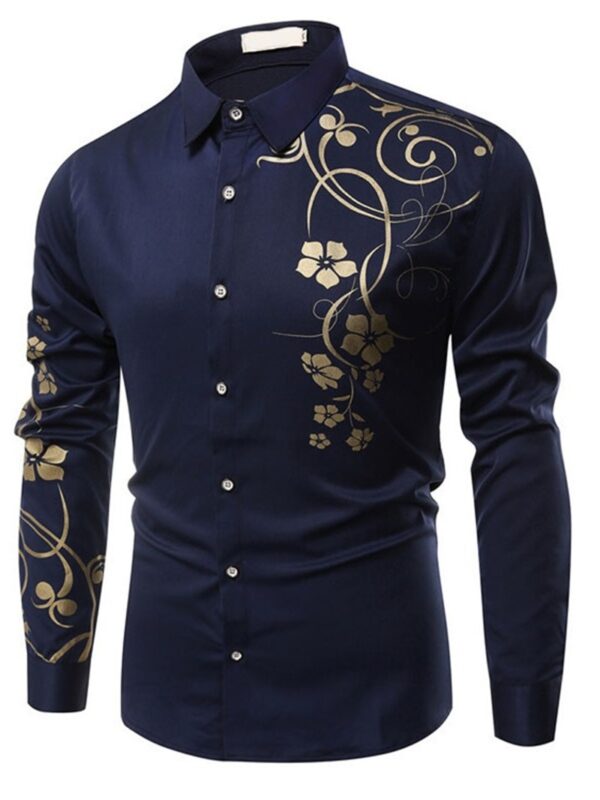 Ericdress Floral Print Casual Slim Single-Breasted Men's Shirt
