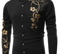Ericdress Floral Print Casual Slim Single-Breasted Men’s Shirt