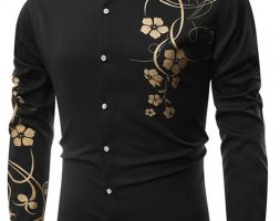 Ericdress Floral Print Casual Slim Single-Breasted Men’s Shirt