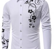 Ericdress Floral Print Casual Slim Single-Breasted Men’s Shirt