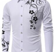 Ericdress Floral Print Casual Slim Single-Breasted Men’s Shirt