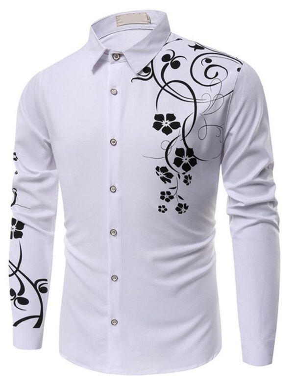 Ericdress Floral Print Casual Slim Single-Breasted Men's Shirt