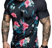 Ericdress Floral Print Round Neck Slim Mens T-shirt