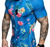 Ericdress Floral Print Round Neck Slim Mens T-shirt