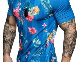 Ericdress Floral Print Round Neck Slim Mens T-shirt