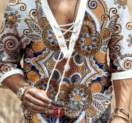 Ericdress Floral V-Neck Print Straight Fall Men’s Shirt